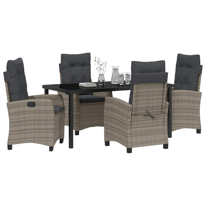 Garten Essgruppe 5 pcs Grau Poly-Rattan