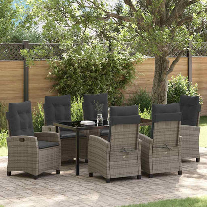 Garten Essgruppe 7 pcs Grau Poly-Rattan
