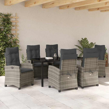 Garten Essgruppe 7 pcs Grau Poly-Rattan