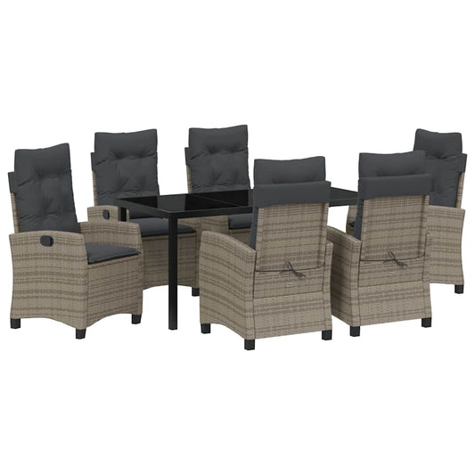 Garten Essgruppe 7 pcs Grau Poly-Rattan