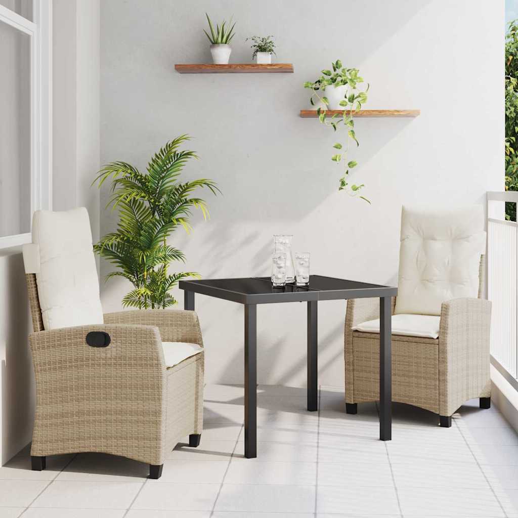 Garten Essgruppe 3 pcs Beige Poly-Rattan