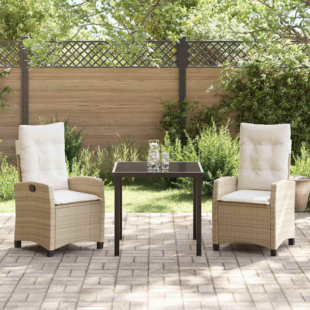 Garten Essgruppe 3 pcs Beige Poly-Rattan