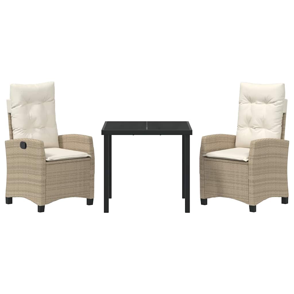 Garten Essgruppe 3 pcs Beige Poly-Rattan