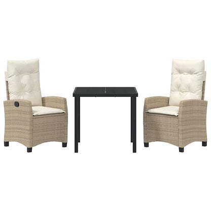 Garten Essgruppe 3 pcs Beige Poly-Rattan