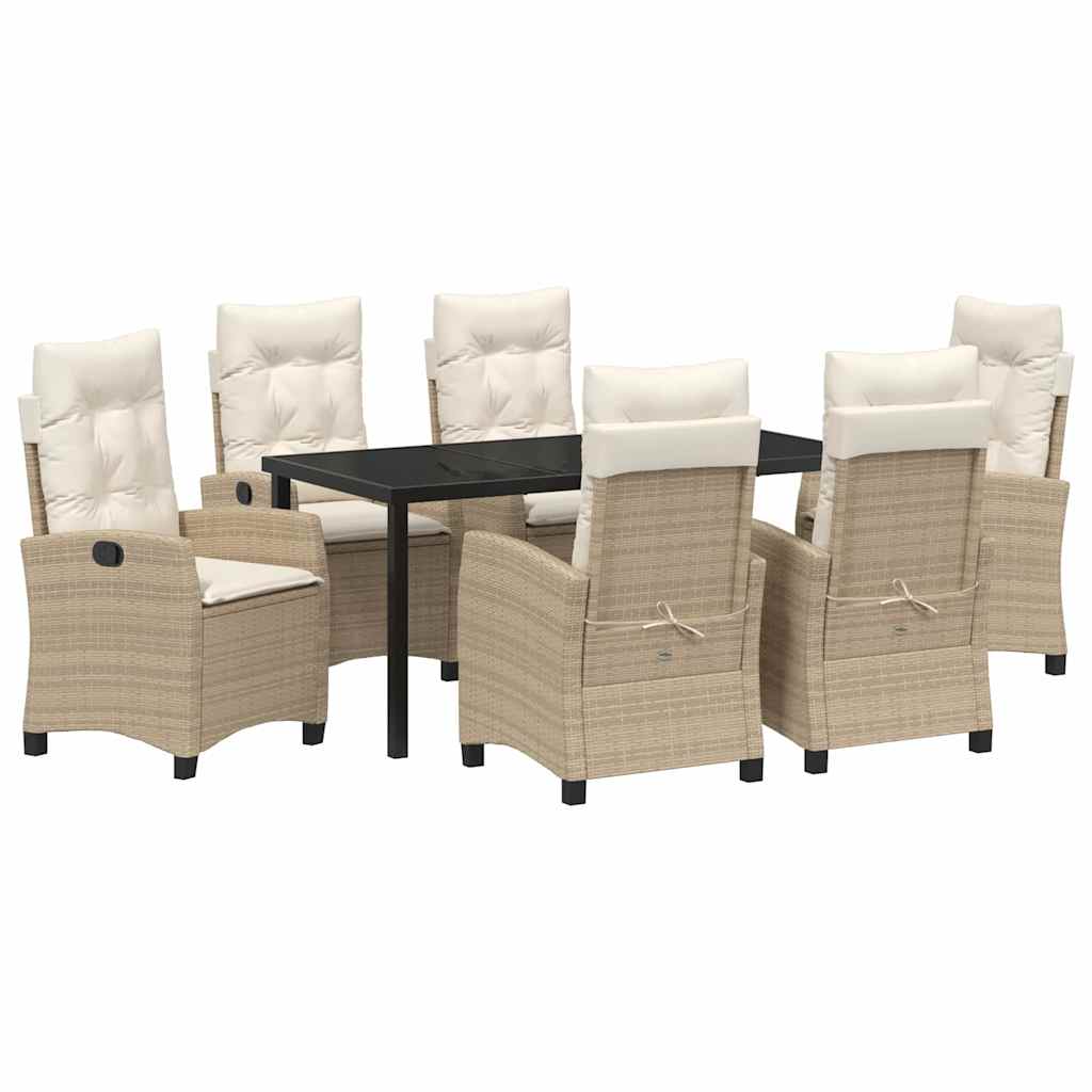Garten Essgruppe 7 pcs Beige Poly-Rattan