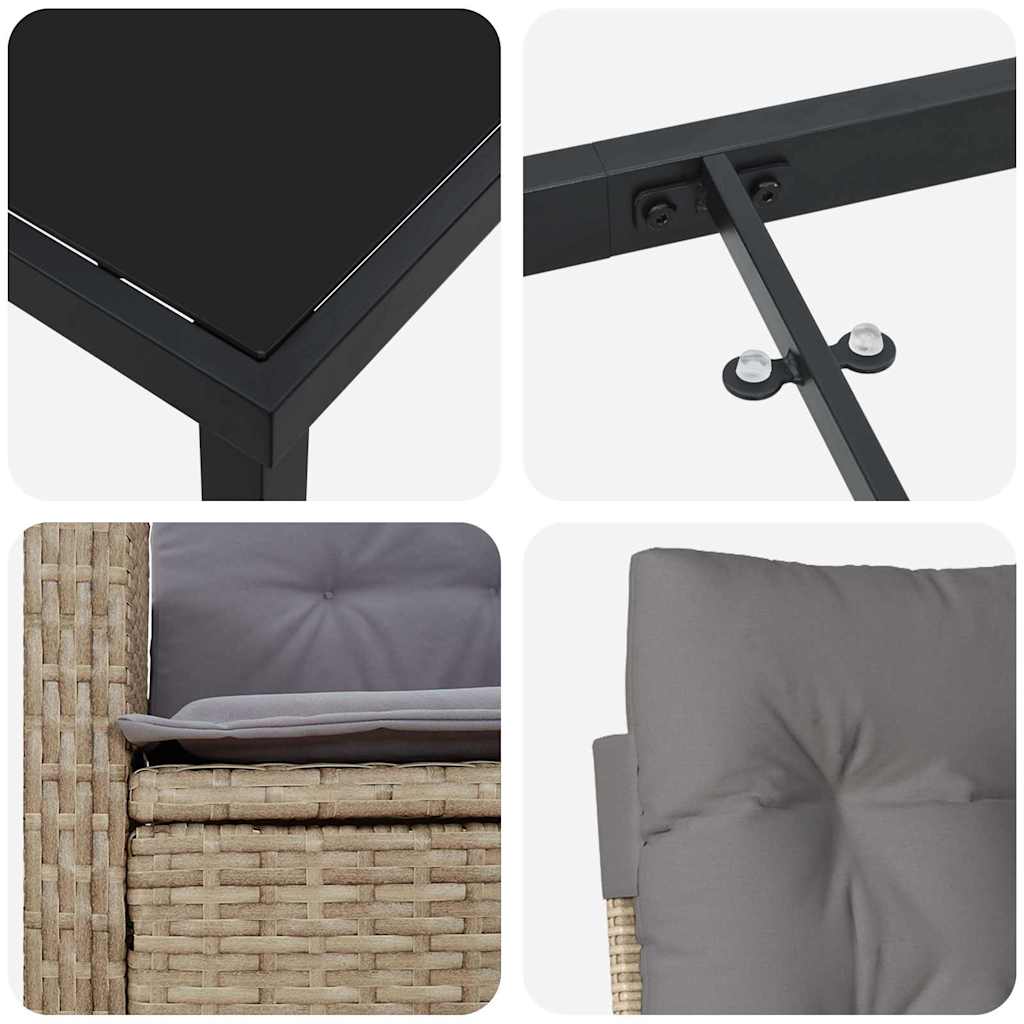 Garten Essgruppe 3 pcs Beige Poly-Rattan