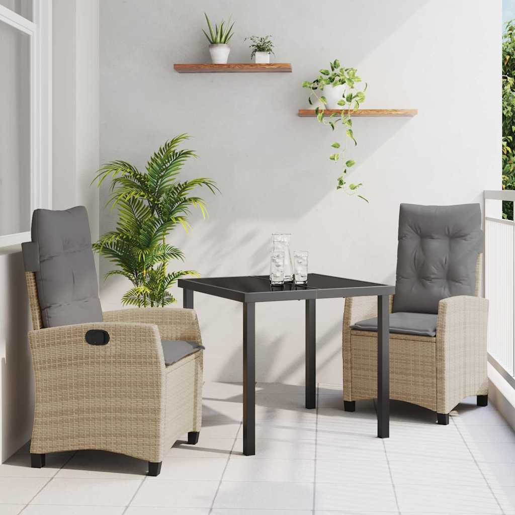 Garten Essgruppe 3 pcs Beige Poly-Rattan