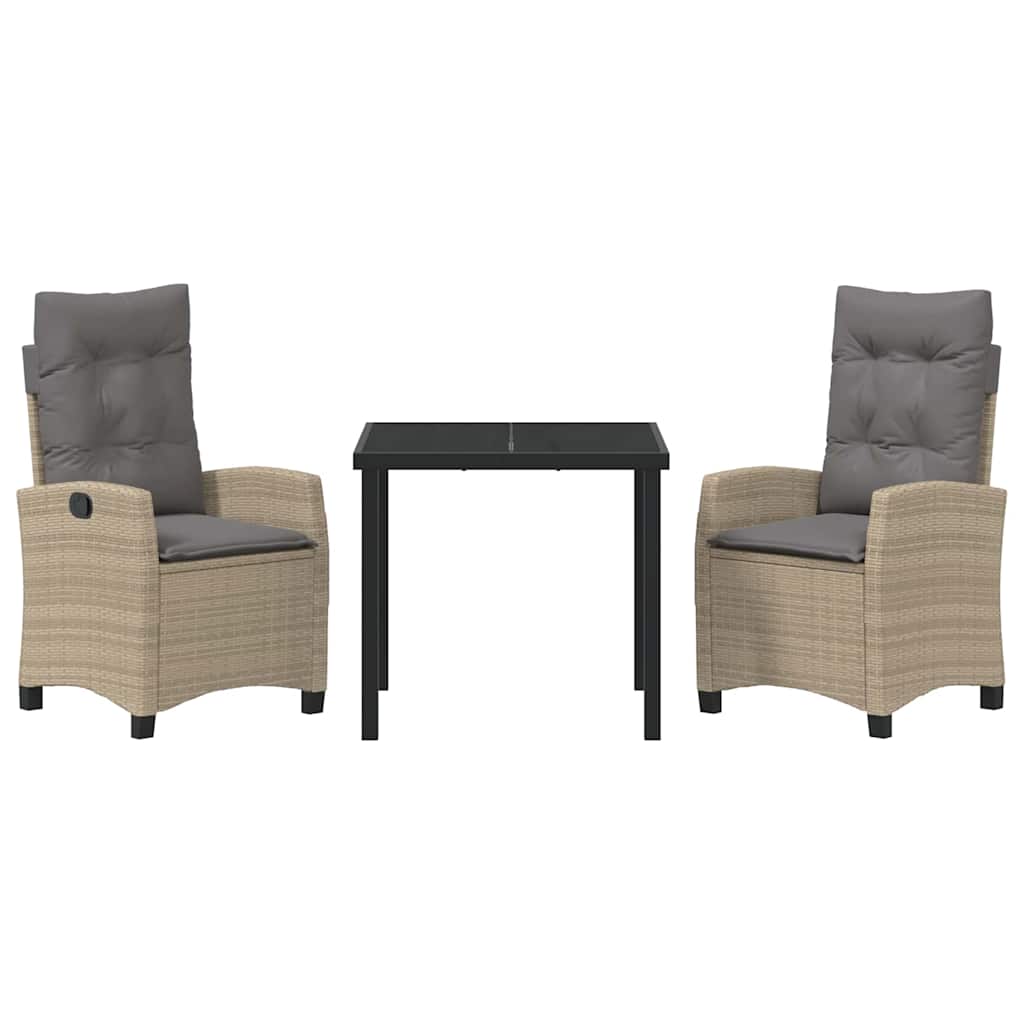 Garten Essgruppe 3 pcs Beige Poly-Rattan