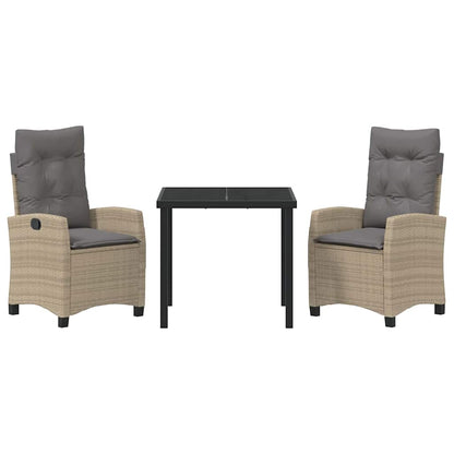 Garten Essgruppe 3 pcs Beige Poly-Rattan