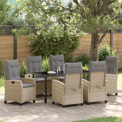 Garten Essgruppe 7 pcs Beige Poly-Rattan