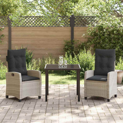 Garten Essgruppe 3 pcs Hellgrau Poly-Rattan