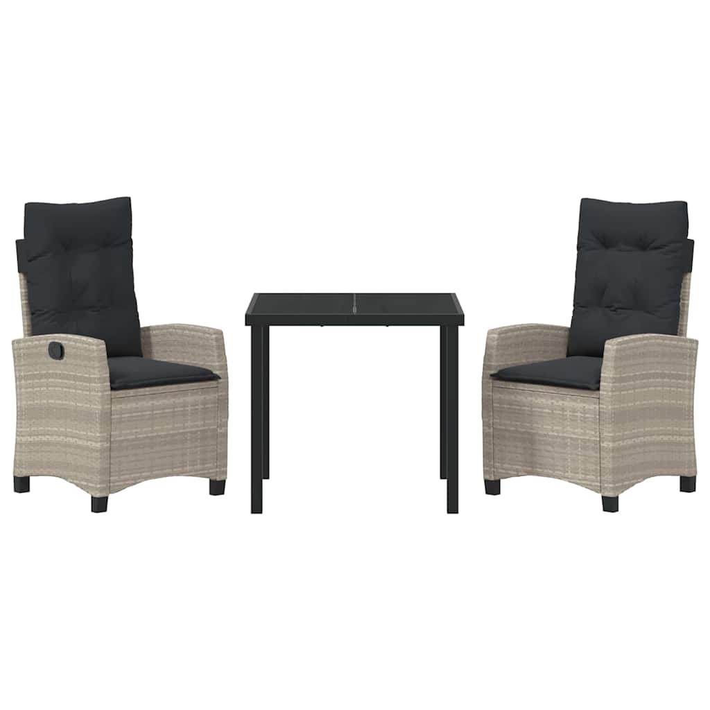 Garten Essgruppe 3 pcs Hellgrau Poly-Rattan