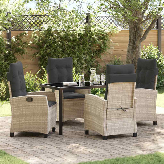 Garten Essgruppe 5 pcs Hellgrau Poly-Rattan