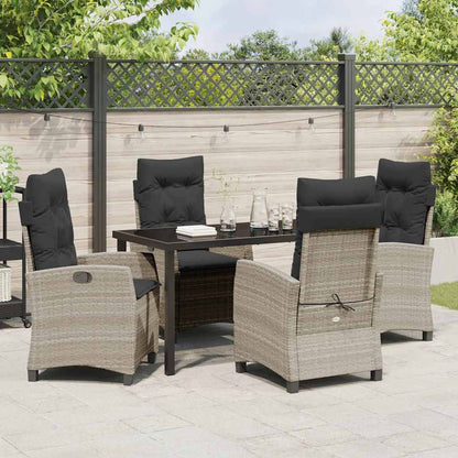 Garten Essgruppe 5 pcs Hellgrau Poly-Rattan