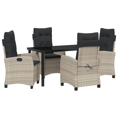 Garten Essgruppe 5 pcs Hellgrau Poly-Rattan