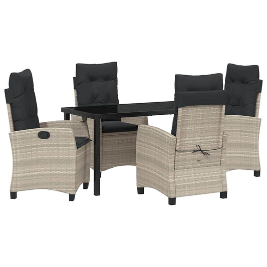 Garten Essgruppe 5 pcs Hellgrau Poly-Rattan