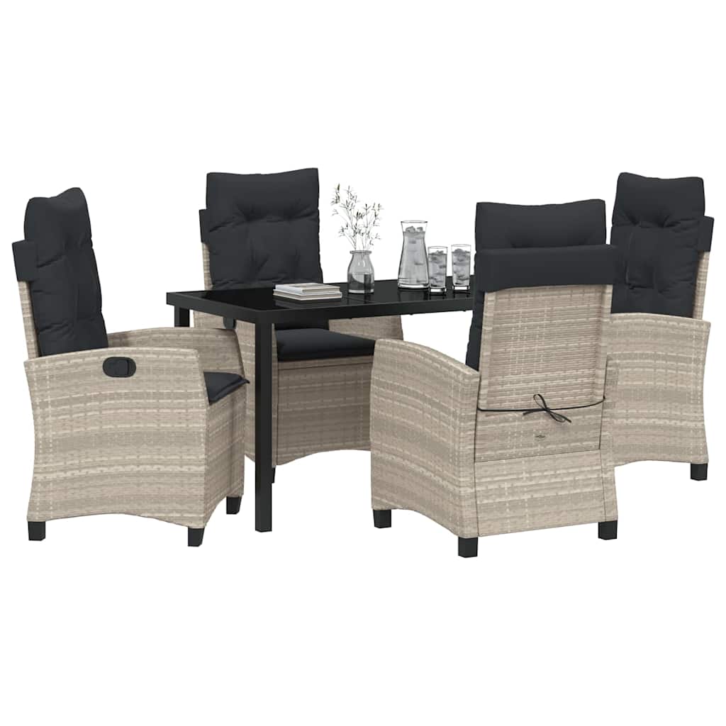 Garten Essgruppe 5 pcs Hellgrau Poly-Rattan