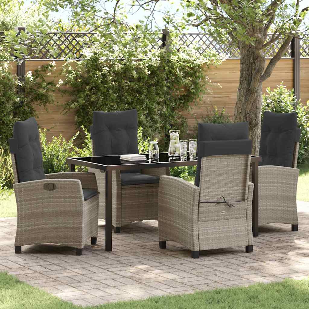 Garten Essgruppe 5 pcs Hellgrau Poly-Rattan