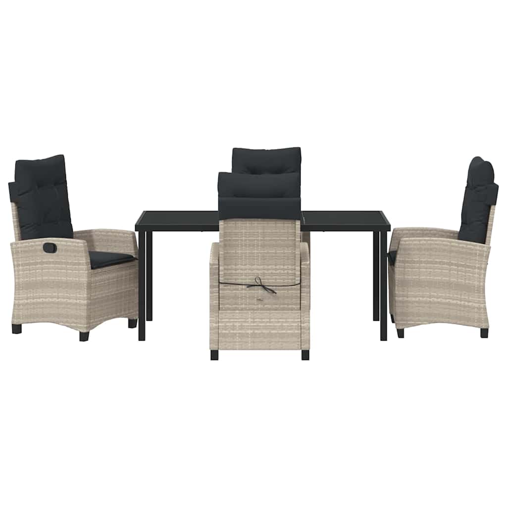 Garten Essgruppe 5 pcs Hellgrau Poly-Rattan