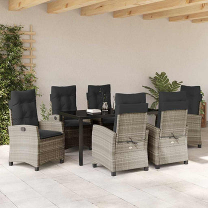 Garten Essgruppe 7 pcs Hellgrau Poly-Rattan
