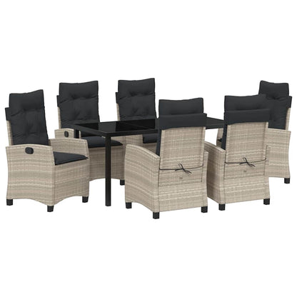 Garten Essgruppe 7 pcs Hellgrau Poly-Rattan