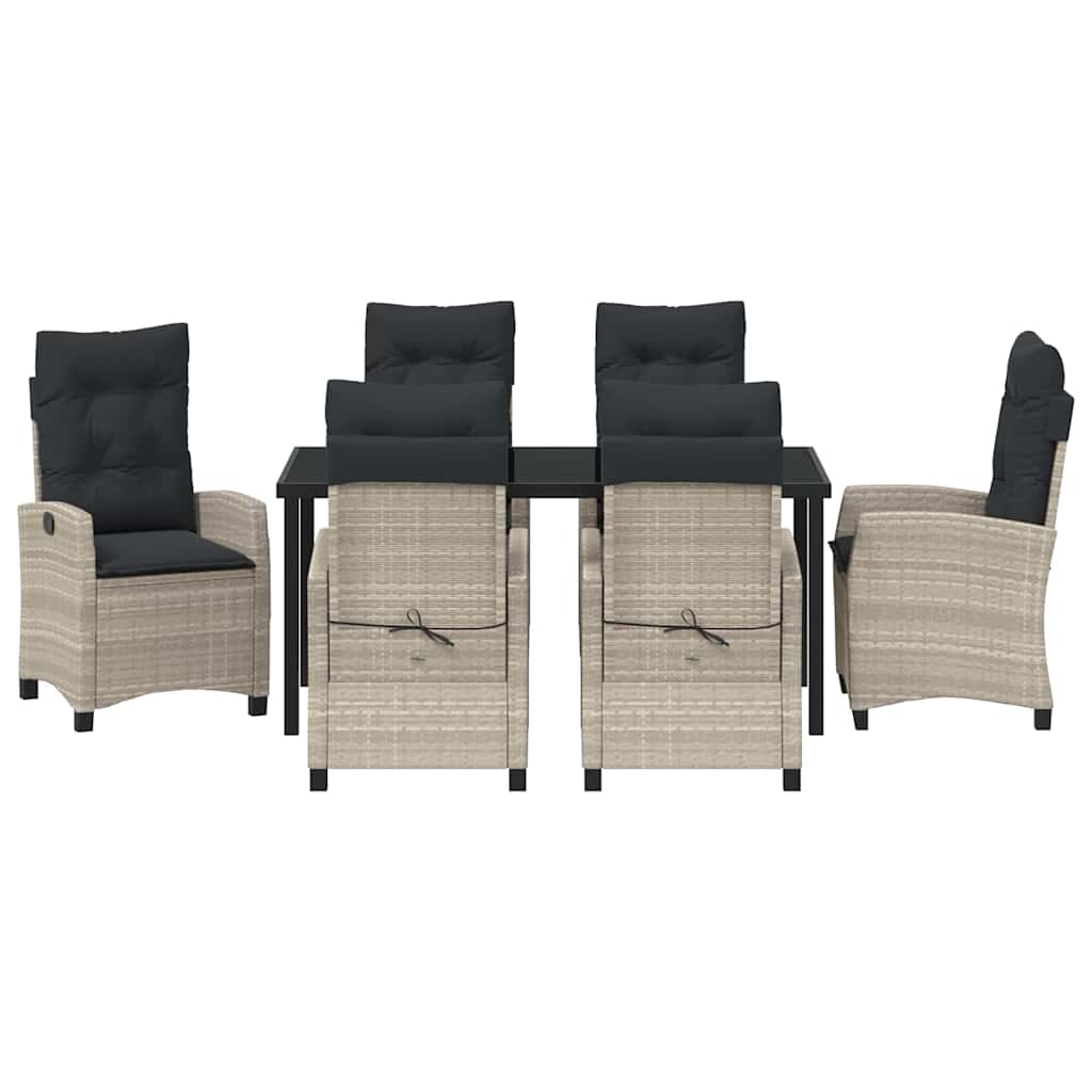 Garten Essgruppe 7 pcs Hellgrau Poly-Rattan