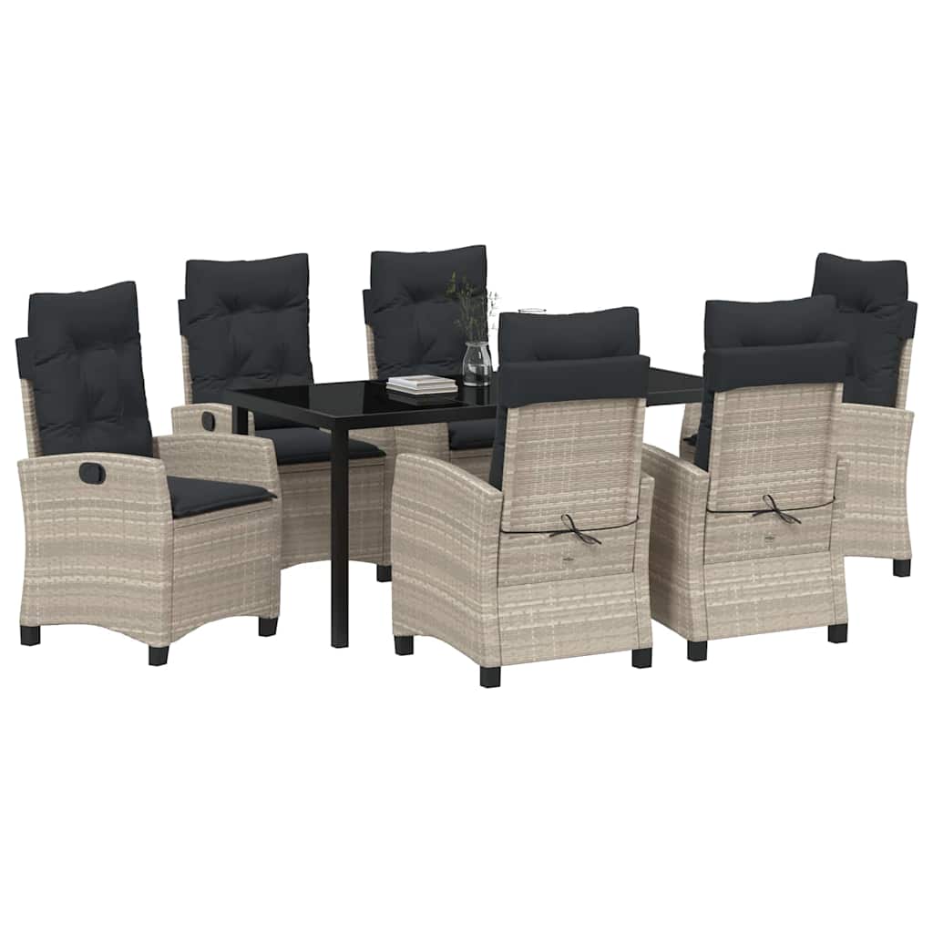 Garten Essgruppe 7 pcs Hellgrau Poly-Rattan