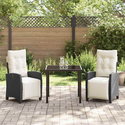 Garten Essgruppe 3 pcs Schwarz Poly-Rattan