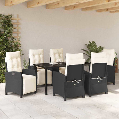 Garten Essgruppe 7 pcs Schwarz Poly-Rattan
