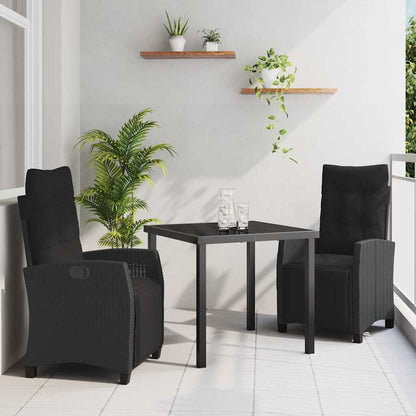 Garten Essgruppe 3 pcs Schwarz Poly-Rattan