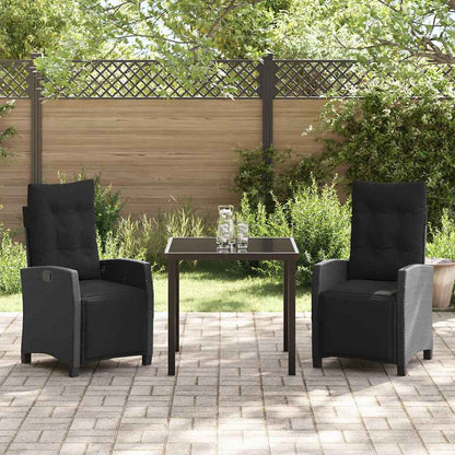 Garten Essgruppe 3 pcs Schwarz Poly-Rattan