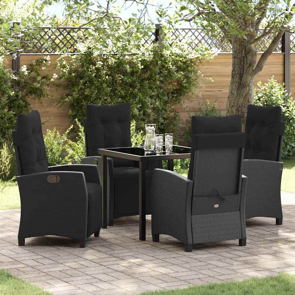 Garten Essgruppe 5 pcs Schwarz Poly-Rattan