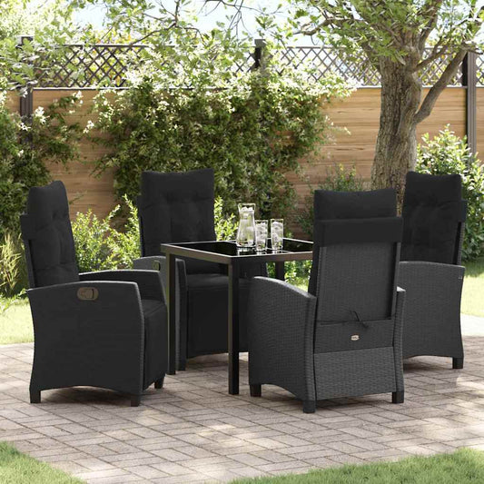Garten Essgruppe 5 pcs Schwarz Poly-Rattan