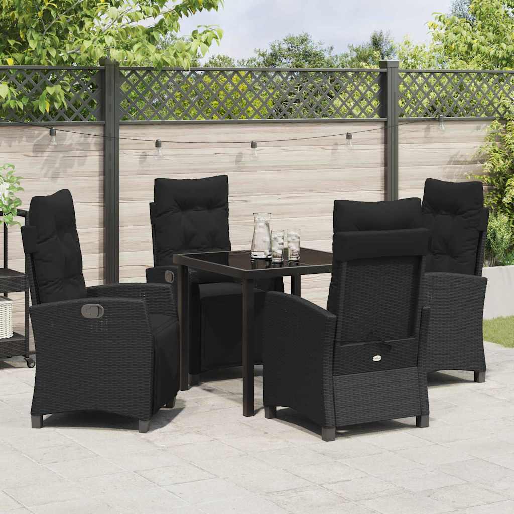 Garten Essgruppe 5 pcs Schwarz Poly-Rattan