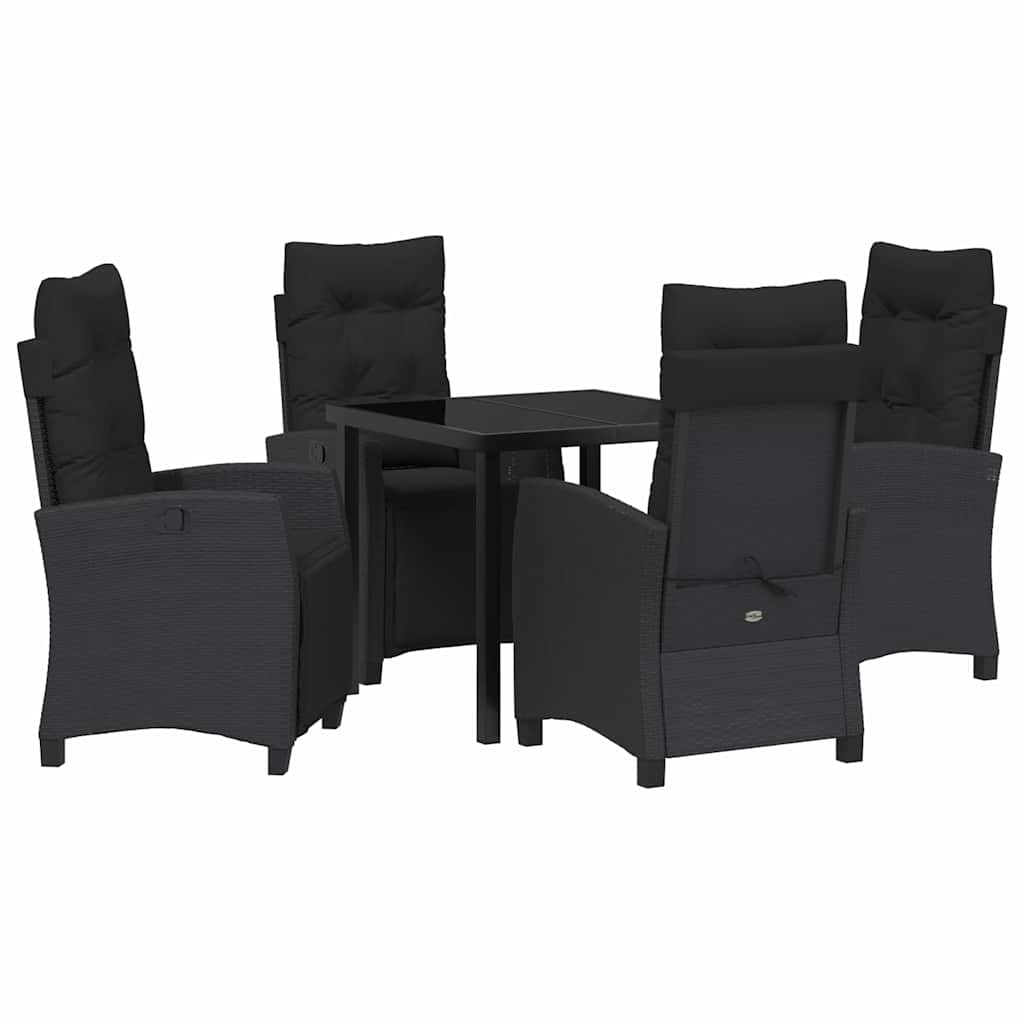 Garten Essgruppe 5 pcs Schwarz Poly-Rattan