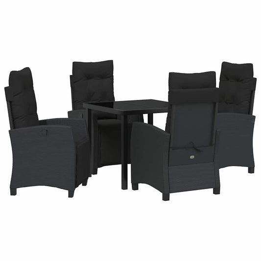 Garten Essgruppe 5 pcs Schwarz Poly-Rattan