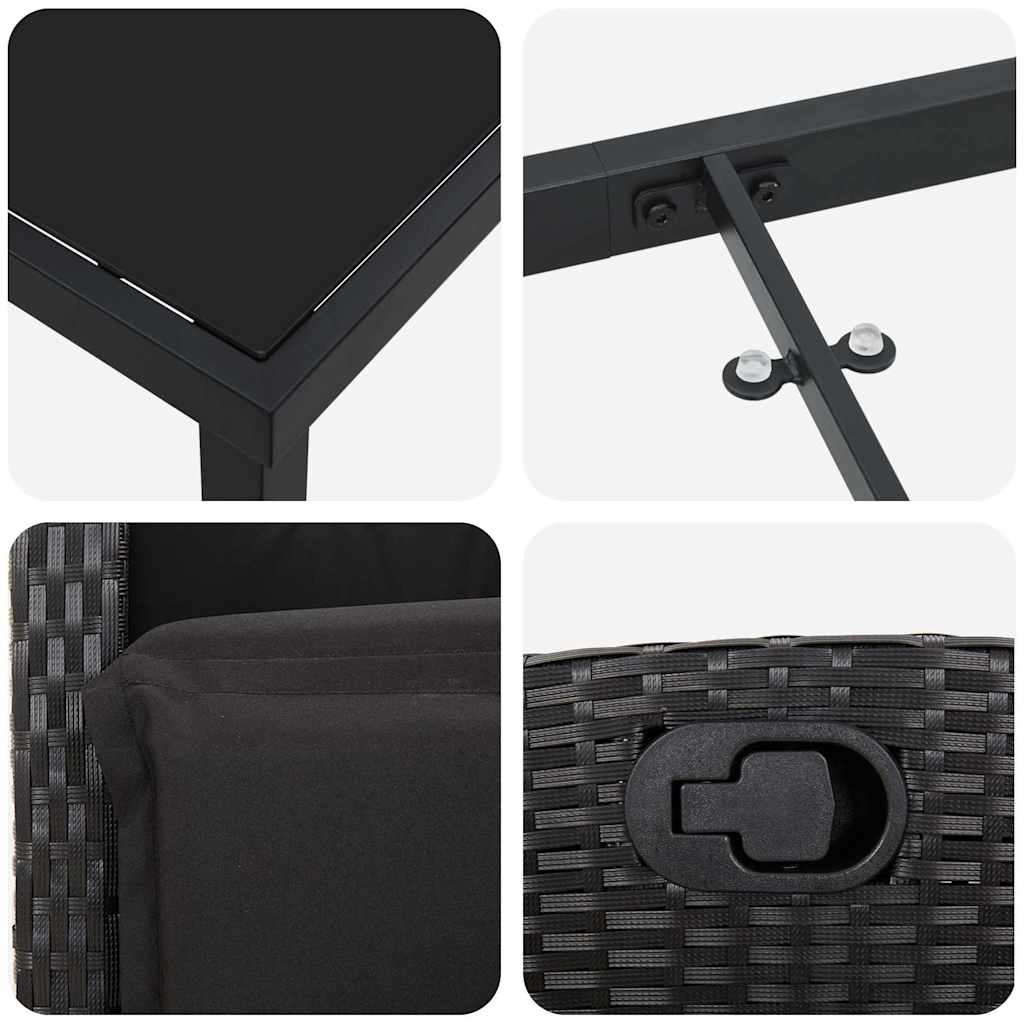 Garten Essgruppe 5 pcs Schwarz Poly-Rattan