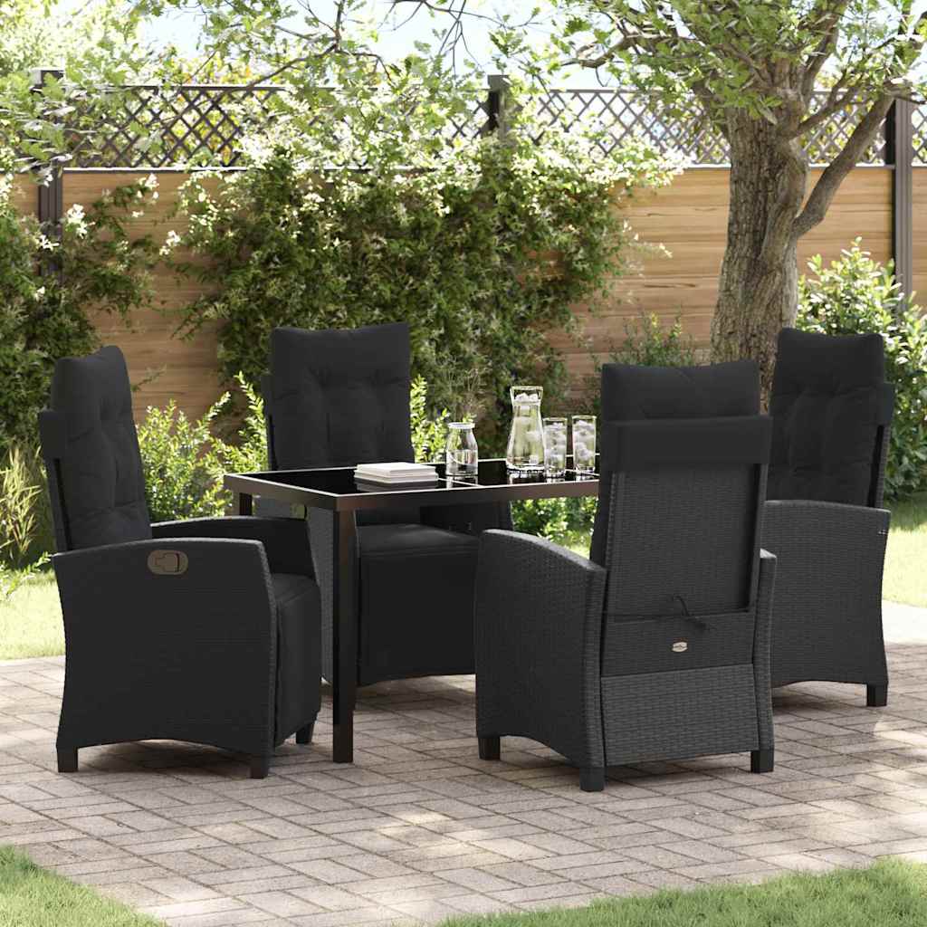 Garten Essgruppe 5 pcs Schwarz Poly-Rattan