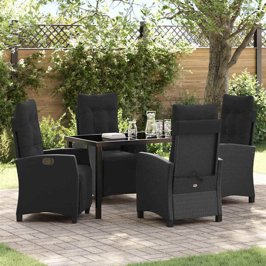 Garten Essgruppe 5 pcs Schwarz Poly-Rattan