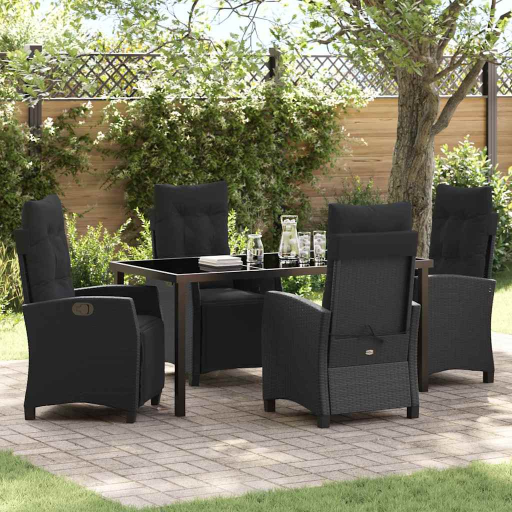 Garten Essgruppe 5 pcs Schwarz Poly-Rattan