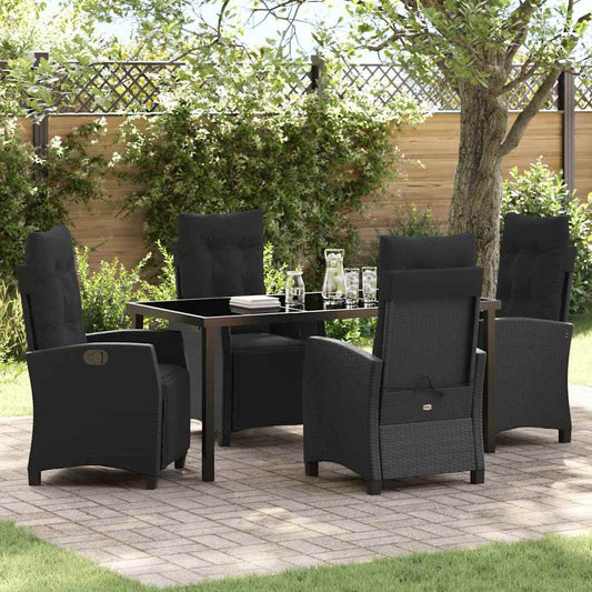 Garten Essgruppe 5 pcs Schwarz Poly-Rattan