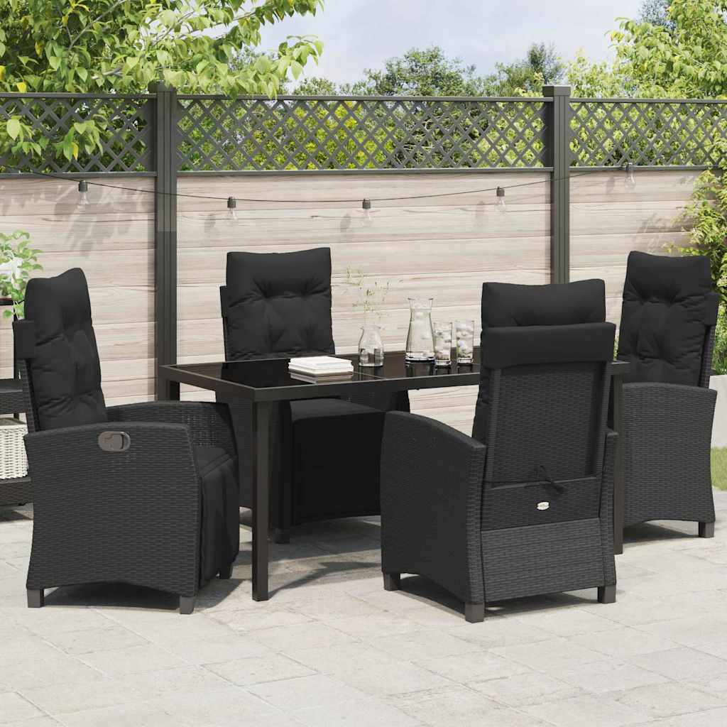 Garten Essgruppe 5 pcs Schwarz Poly-Rattan