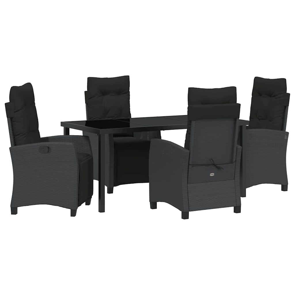 Garten Essgruppe 5 pcs Schwarz Poly-Rattan
