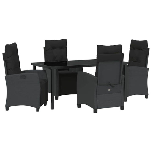 Garten Essgruppe 5 pcs Schwarz Poly-Rattan