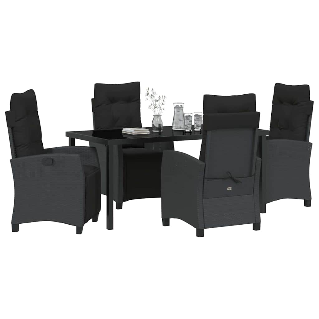 Garten Essgruppe 5 pcs Schwarz Poly-Rattan