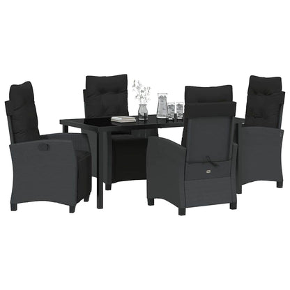 Garten Essgruppe 5 pcs Schwarz Poly-Rattan