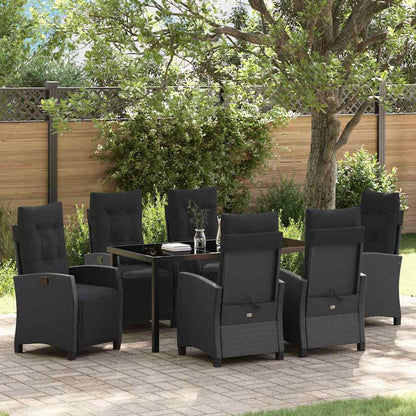 Garten Essgruppe 7 pcs Schwarz Poly-Rattan