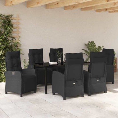 Garten Essgruppe 7 pcs Schwarz Poly-Rattan