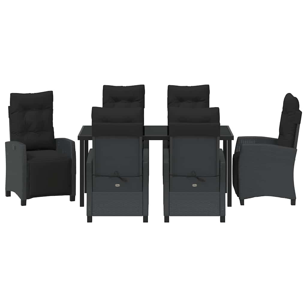 Garten Essgruppe 7 pcs Schwarz Poly-Rattan