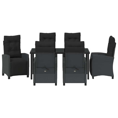 Garten Essgruppe 7 pcs Schwarz Poly-Rattan